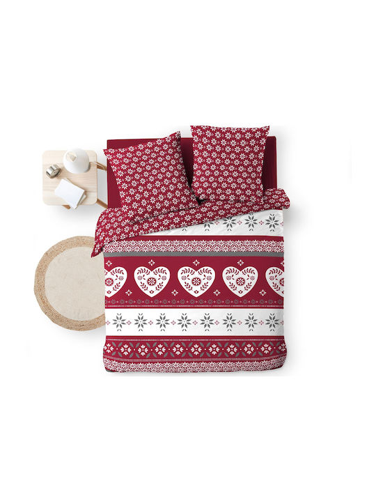 Douceur d'Intérieur Duvet Cover Set Cotton Queen with 2 Pillowcases 220x240 Alpage Burgundy
