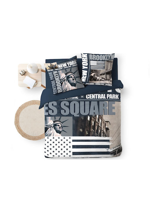 Douceur d'Intérieur Duvet Cover Set Cotton Queen with 2 Pillowcases 220x240 Brooklyn Multicolored