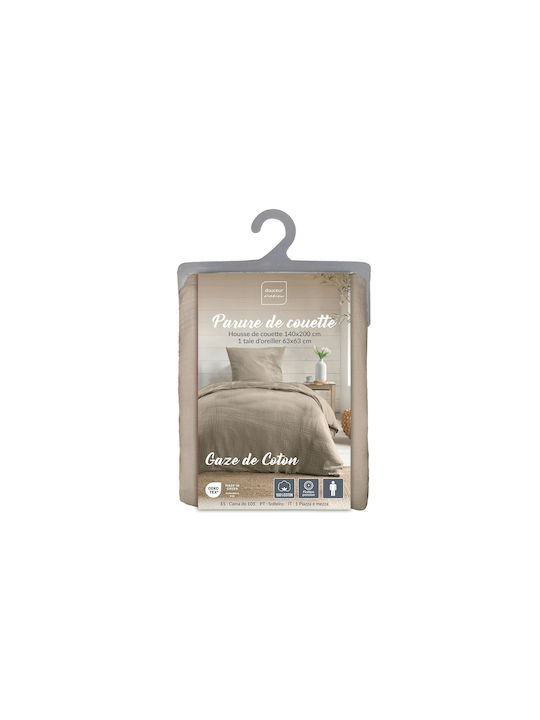 Douceur d'Intérieur Duvet Cover Set Cotton Single with Pillowcase 140x200 Angelia Sand