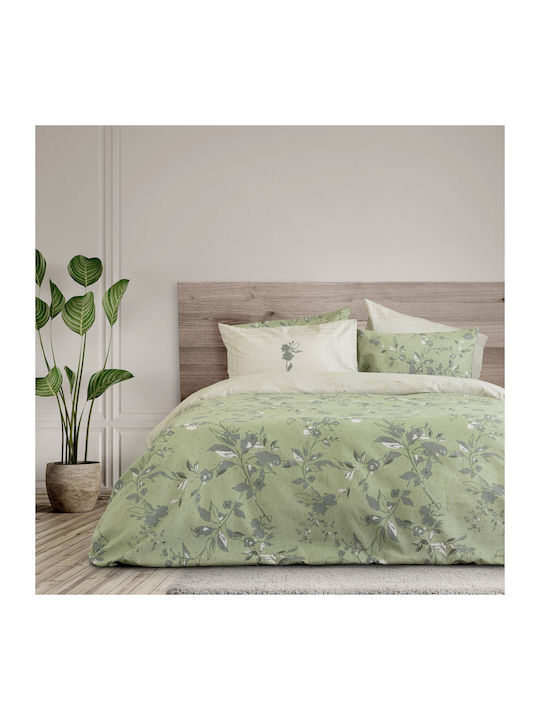 Nima Duvet Cover Set Cotton Single with Pillowcase 160x240 Bernice Green