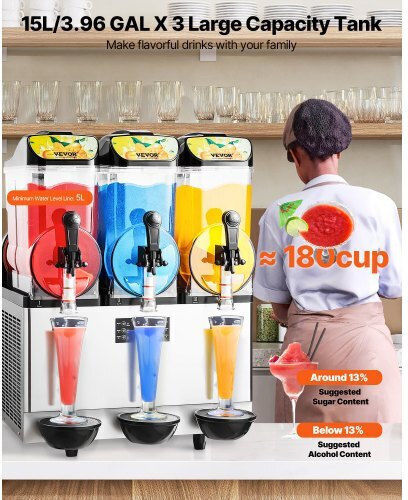 Vevor CGXXRJX315LS56A98V2 Slushy Machine With Capacity 3x15lt