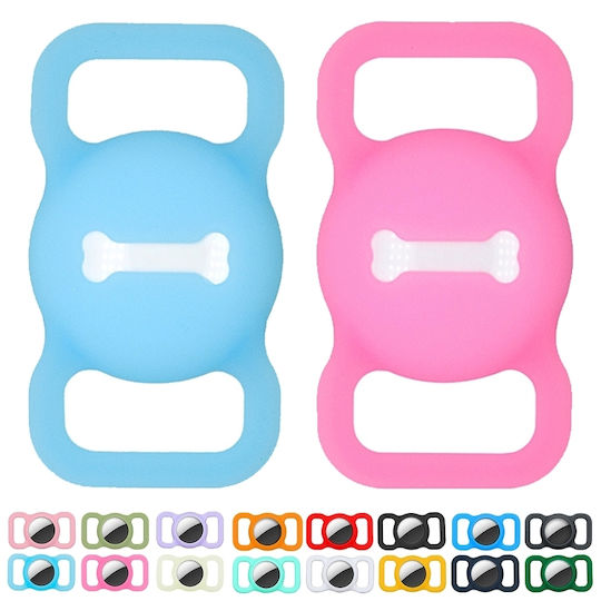 Protective Cover Pet Collar Case Silicone for AirTag in Orange color