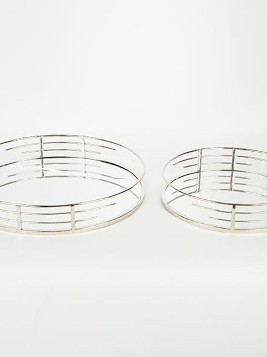 Eurolamp Διακοσμητικός Δίσκος Metallisch Rund mit Spiegel 42x39x42cm 2Stück