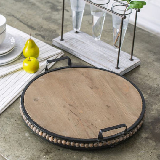 Artekko Metallic Round Decorative Tray 45x45x9cm