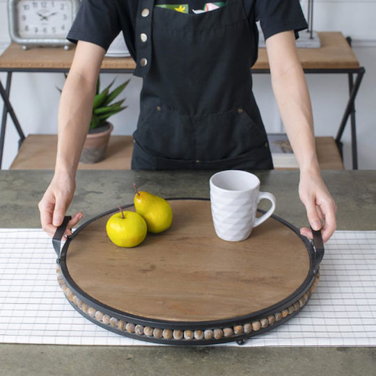 Artekko Metallic Round Decorative Tray 45x45x9cm