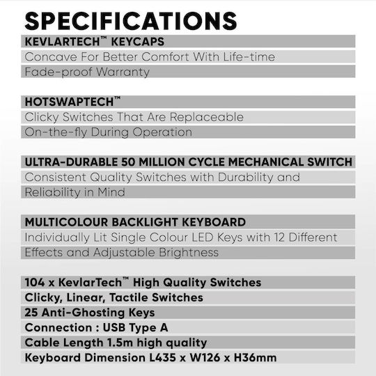 MKA-7C Gaming Mechanical Keyboard with RGB lighting (English US)