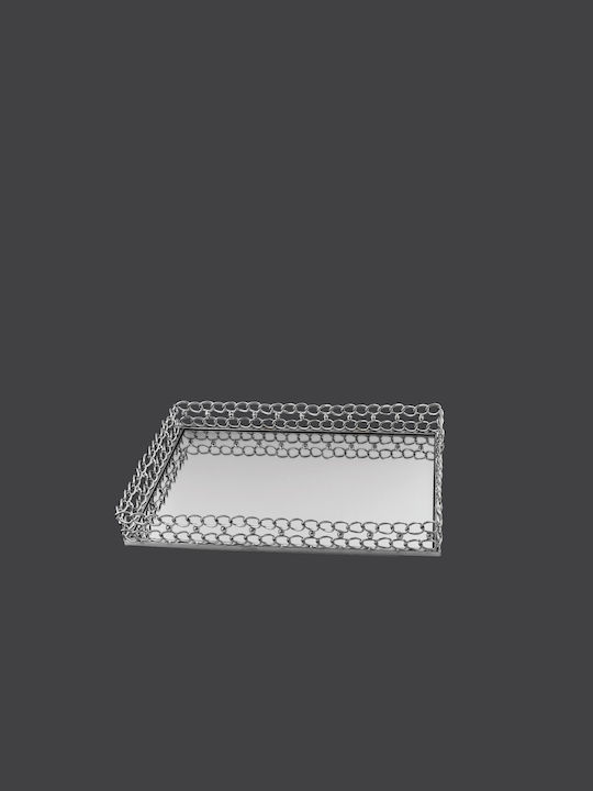 La Vista Metallic Rectangular Decorative Tray with Mirror 42x30x7cm