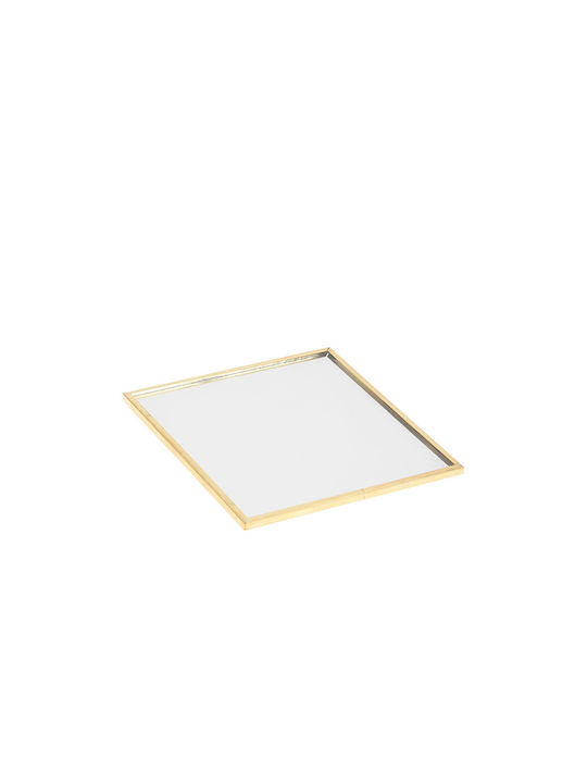 JK Home Decoration Διακοσμητικός Δίσκος Metallisch Rund mit Spiegel 10x10cm 2Stück
