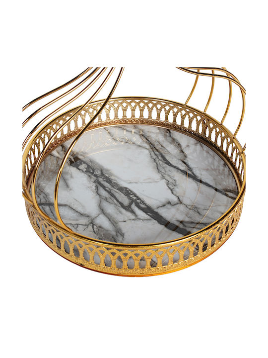 Keskor Metallic Round Decorative Tray 32x32x33cm