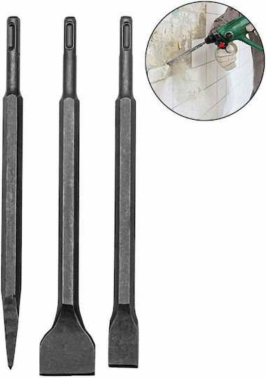 Set Pointed Chisel & Chisel Bits 250mm with SDS Plus Socket 3pcs