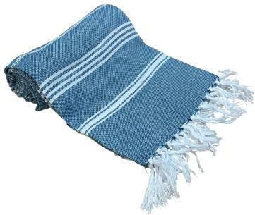 Linea Home Beach Towel Pareo Cotton Petrol Blue With Fringes 90x170cm