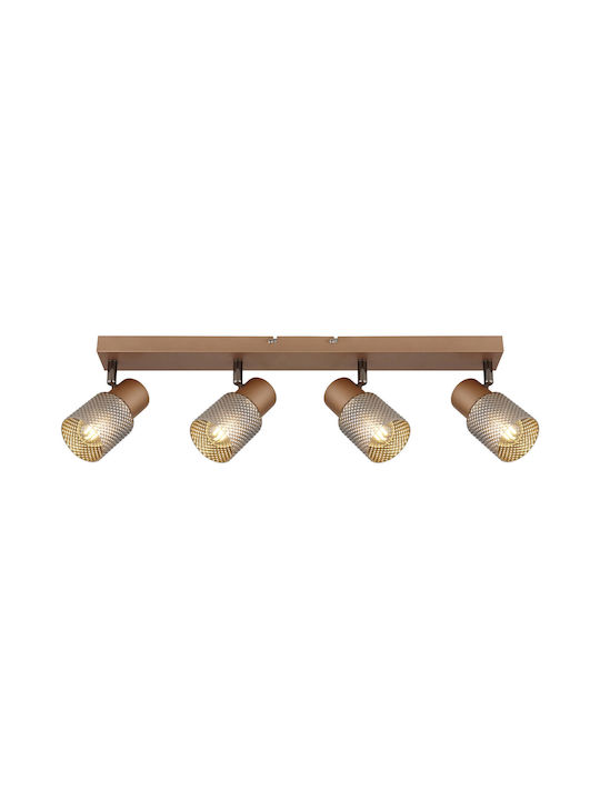 Globo Lighting Spot with 4 Lights and with Socket E14 in Brown Color
