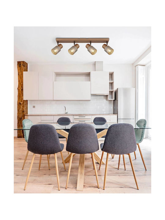 Globo Lighting Spot with 4 Lights and with Socket E14 in Brown Color