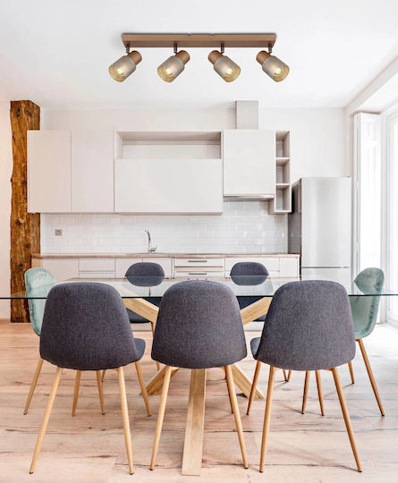 Globo Lighting Σποτ με 4 Φώτα και με Ντουί E14 σε Καφέ Χρώμα