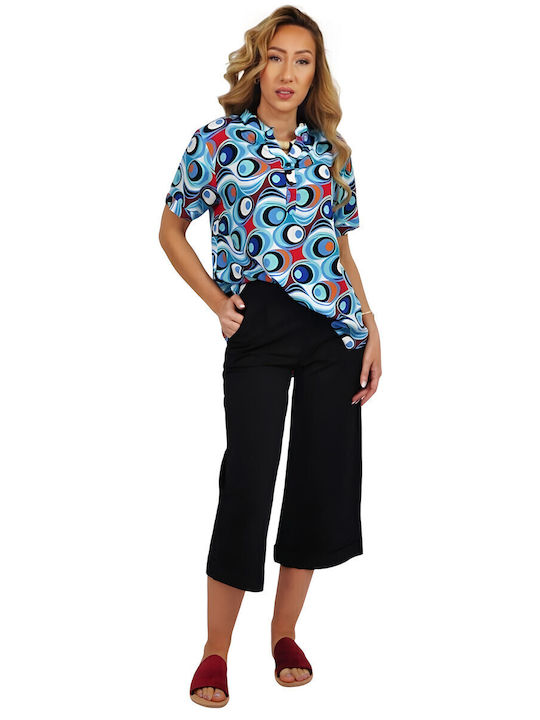Kurzärmelig Damen Hemd Colorful Druck