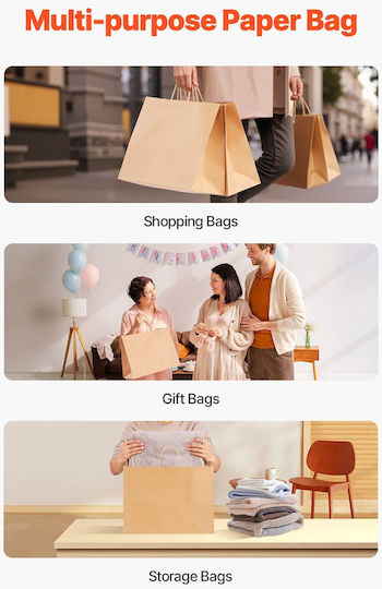 Vevor Paper Bag for Gift Brown 16x12x6cm. 50pcs
