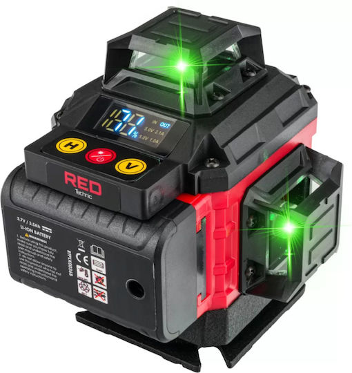 Red Technic Self-leveling Rotational Laser Level Green Beam 3.7V