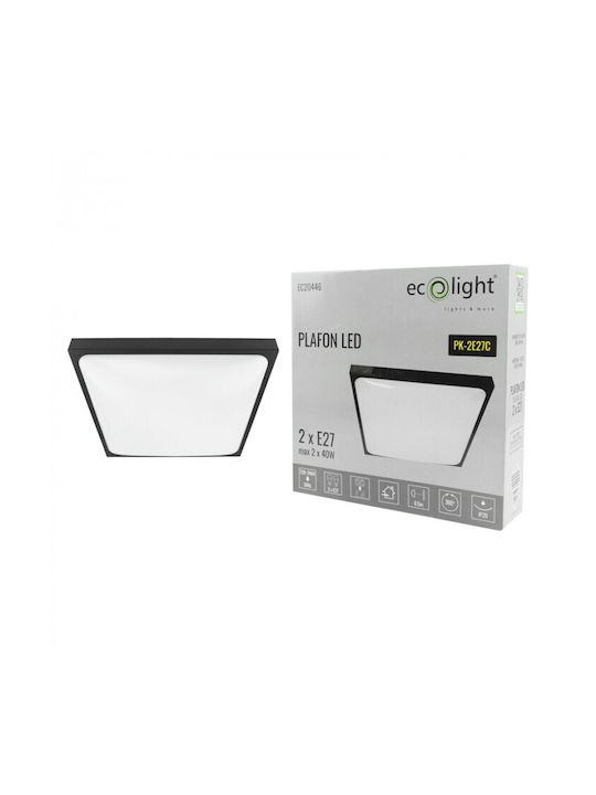 Eco Light Deckenleuchte montieren 29.5cm Schwarz mit Lampenbirnensockel E27