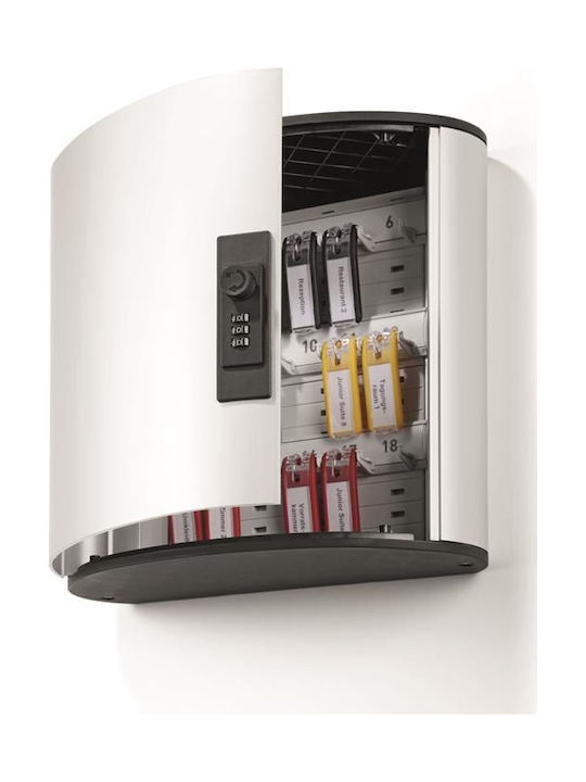 Durable Wall-mounted Combination Key Holder Metallic with Combination Dial 18 Hooks 30.2x28x11.8cm