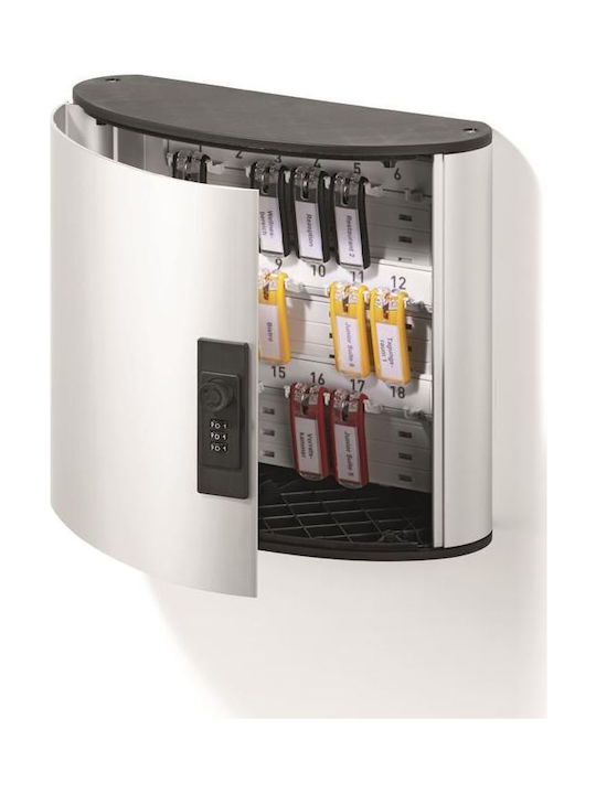 Durable Wall-mounted Combination Key Holder Metallic with Combination Dial 18 Hooks 30.2x28x11.8cm