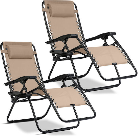 Sofotel Chillwell Klappbarer Gartenliegestuhl Auflagen-Set 2 Beige