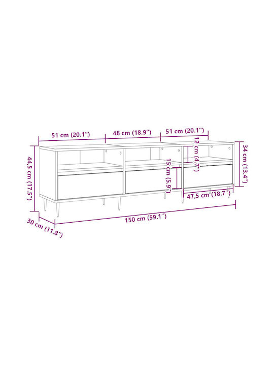 TV-Möbel Braun M150xT30xH44.5cm