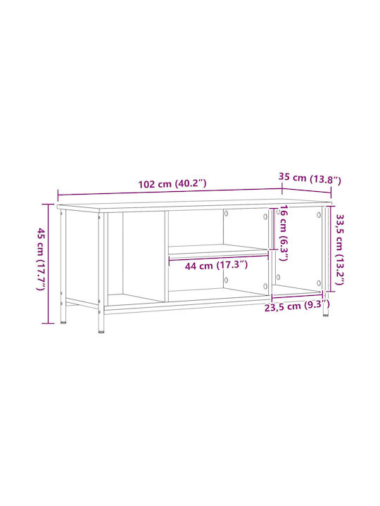 TV Stand Black Oak M102xD35xH45cm