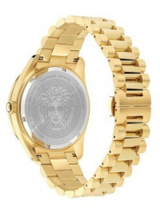 Versace V-dome Ανδρικό Ρολόι Μπαταρίας με Μαύρο Μεταλλικό Μπρασελέ