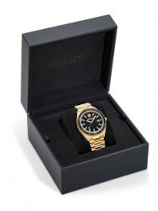 Versace V-dome Ανδρικό Ρολόι Μπαταρίας με Μαύρο Μεταλλικό Μπρασελέ