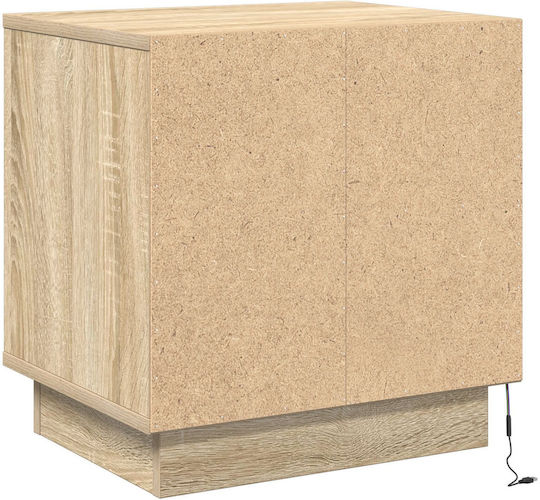 Bedside Table with Fabric Upholstery Sonoma Oak 44x34.5x45cm