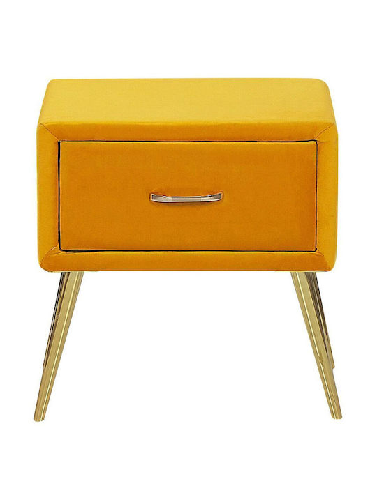Beliani Flayat Yellow Velvet Bedside Table