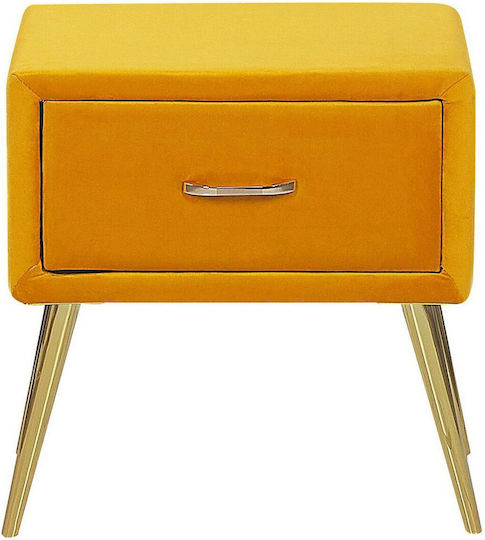 Beliani Flayat Yellow Velvet Bedside Table