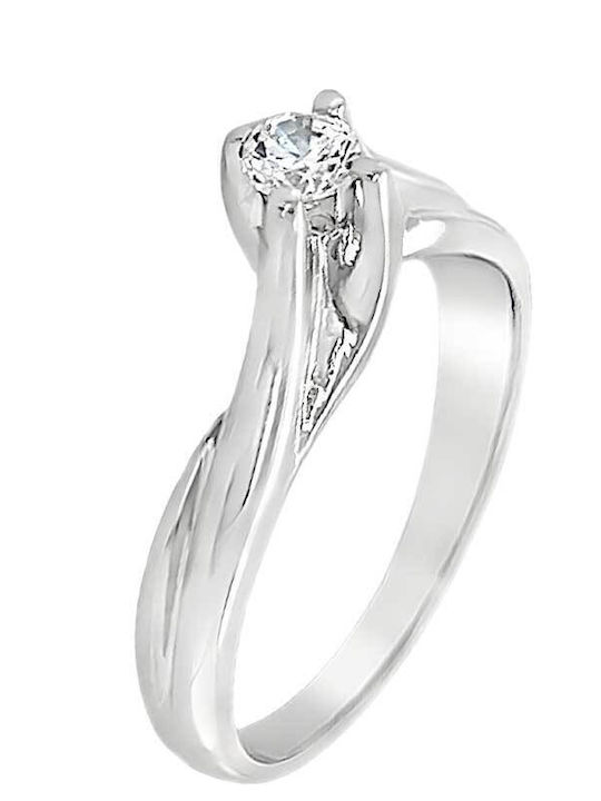 Xryseio Единичен камък от Бяло злато 14K