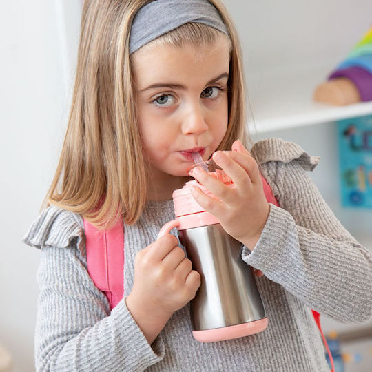 Kiokids My Little Unicorn Kinder Trinkflasche Thermos Einhorn Rostfreier Stahl mit Stroh Rosa 280ml