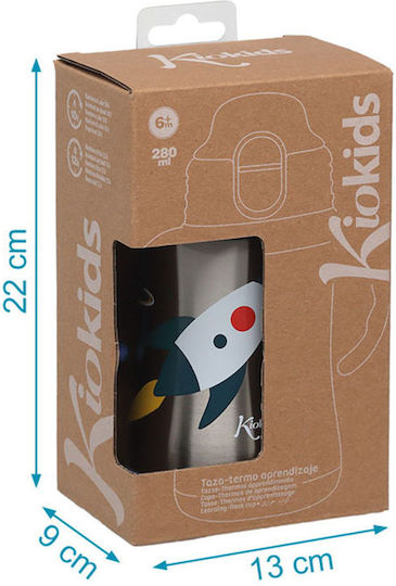 Kiokids Space Rocket Παιδικό Παγούρι Θερμός Μονόκερος Ανοξείδωτο με Καλαμάκι Μπλε 280ml