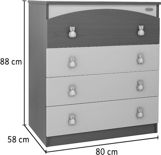 Premium Baby Dresser With 4 Drawers Camel 80x50x88cm