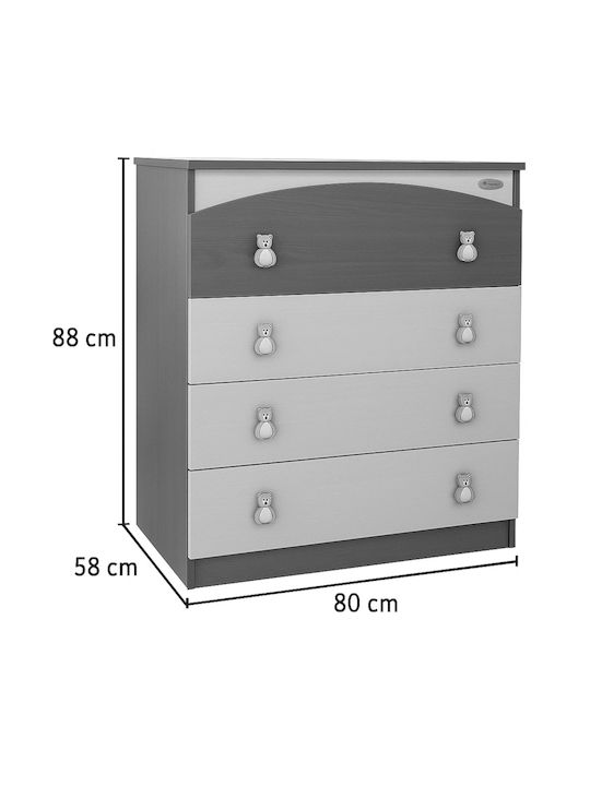 Baby Dresser with 4 Drawers White Cream 80x50x88cm