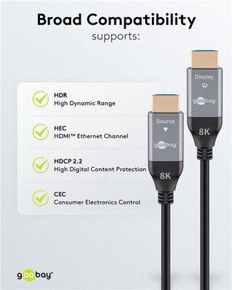 Goobay HDMI 2.1 Ultra High Speed 48Gbps 4K 120Hz HDR VRR Cable HDMI Male - HDMI Male 40m Black