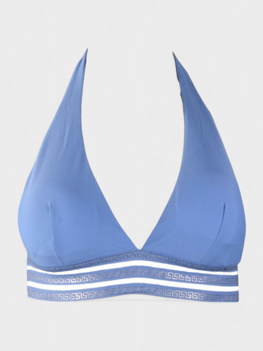 Set Bikini mit Abnehmbarer Verstärkung Blau, Weiß, Gold