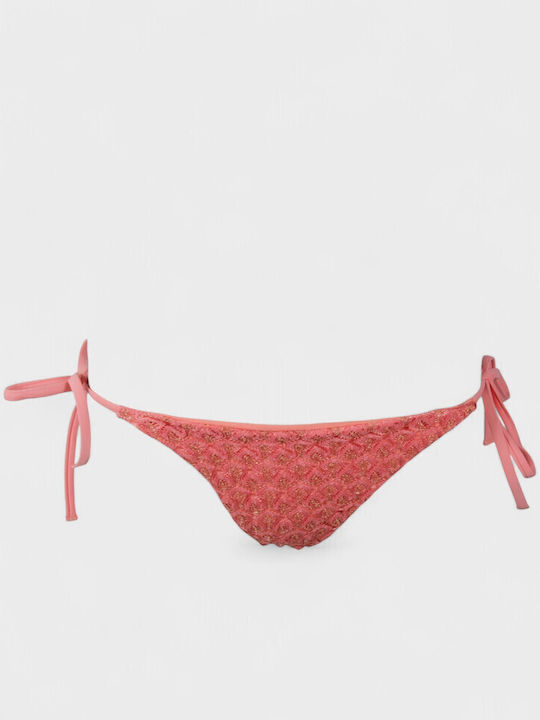 Bikini Set Triangle Top & Slip Bottom with Laces with Adjustable Straps Coral