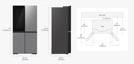 Samsung Вграден Хладилник Гардероб 645лт NoFrost В185.3xШ91.2xД73.1см. Черен RF65DB970E22EO