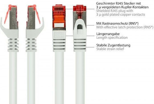 Alcasa S/FTP Кат.6 (Gigabit) Мрежов Кабел Ethernet 0.25м Бял