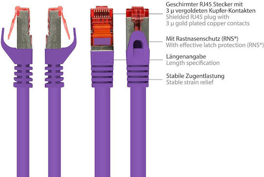 Alcasa S/FTP Кат.6 (Gigabit) Мрежов Кабел Ethernet 0.5м Зелен