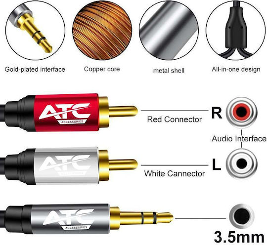 ATC 3.5mm Jack Cable 3.5mm Male - RCA Male Black 1.5m PRD-000024726