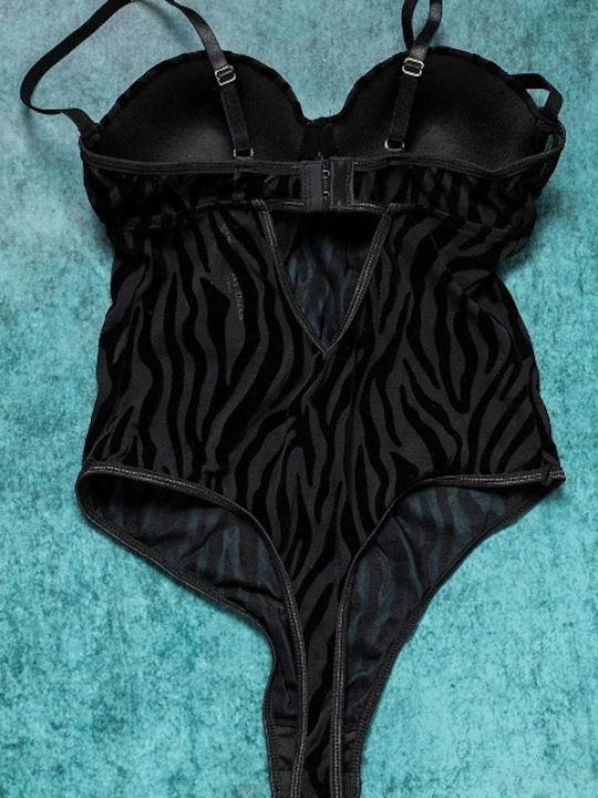 Ophelia's Dream Lingerie Zebra Teddy Black 104531