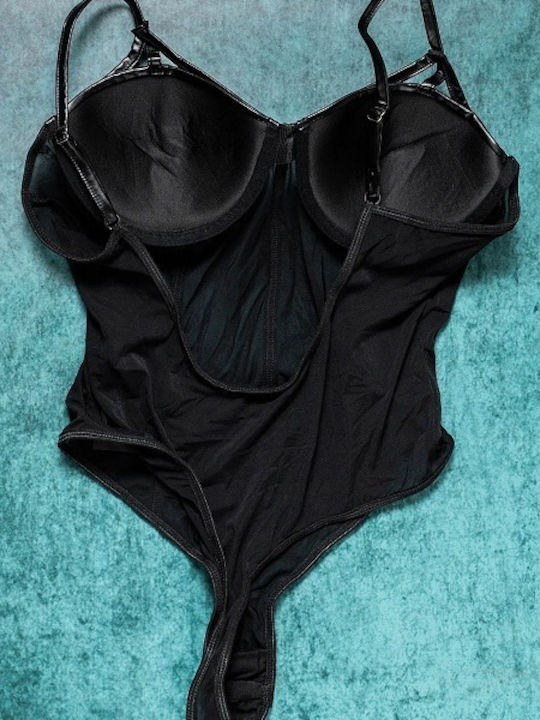 Ophelias Traum Lingerie Transparenter Bodysuit mit Lederdetails 10h1118