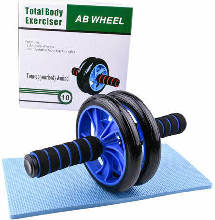 Liga Sport Abdominal Wheel Blue with Anti-Slip Handles & Mat