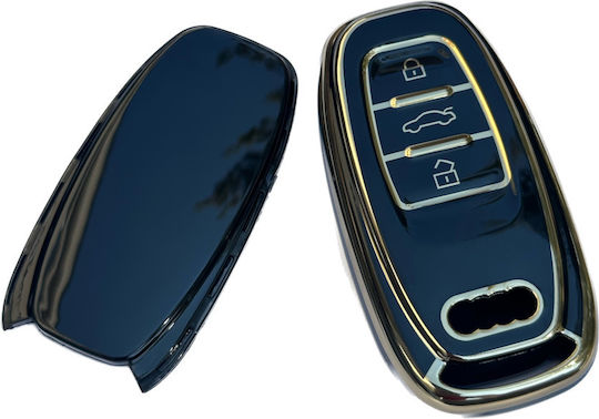 Husă de protecție premium pentru cheie Audi compatibilă cu A4 A6 A5 A7 A8 Q5 Q7 S4 S5 S6 S8 RS5 RS6 RS7 telecomandă smart 3 butoane material TPU moale negru auriu Luvlu