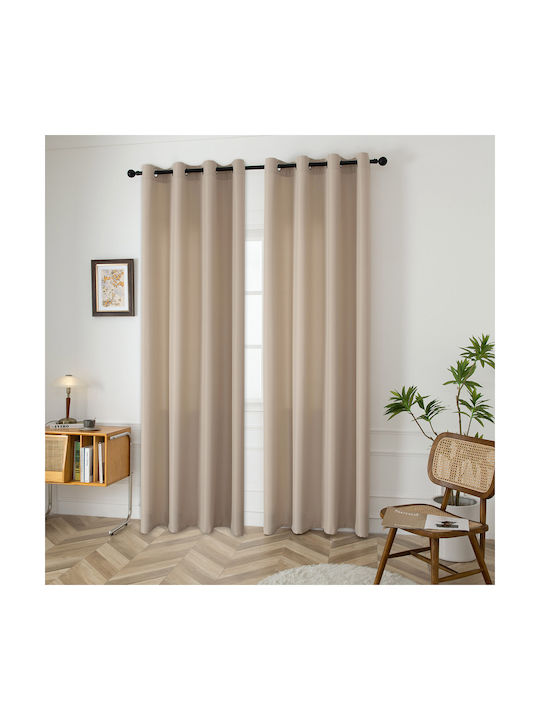 Beauty Home Κουρτίνα με Τρουκς Μπεζ 140x270εκ.