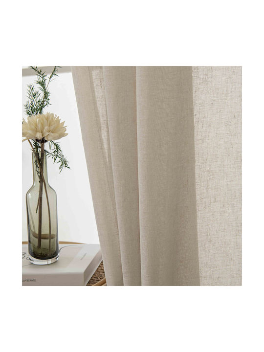 Beauty Home Κουρτίνα με Τρουκς Fit Art 8447 Μπεζ 140x270εκ.